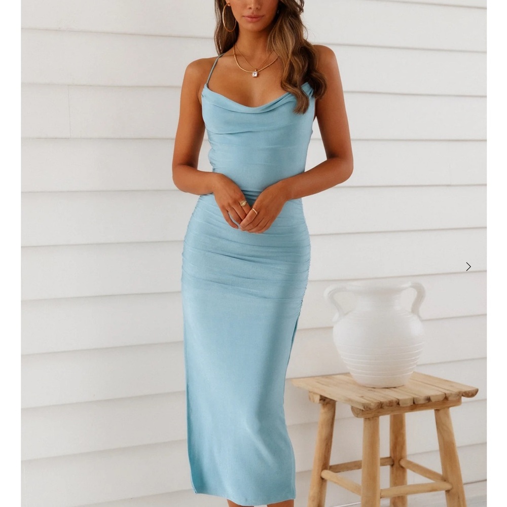 PARTY LOVER MIDI DRESS AQUA